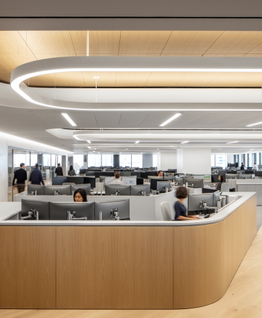 Employees working on trade floor