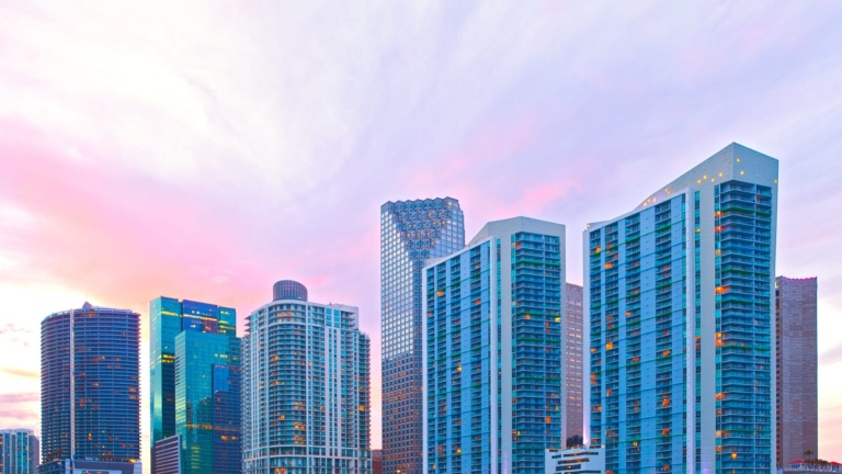 City of Miami Florida, night skyline