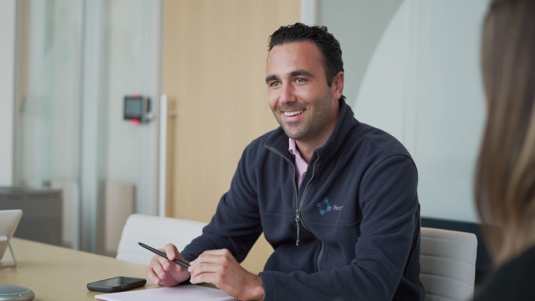 person listening in meeting