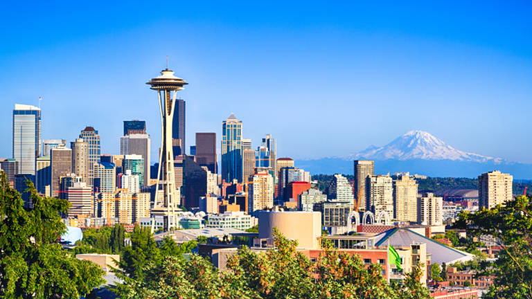 Seattle and Mount Rainier