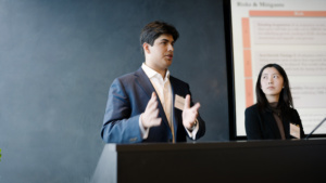 students giving a stock pitch presentation