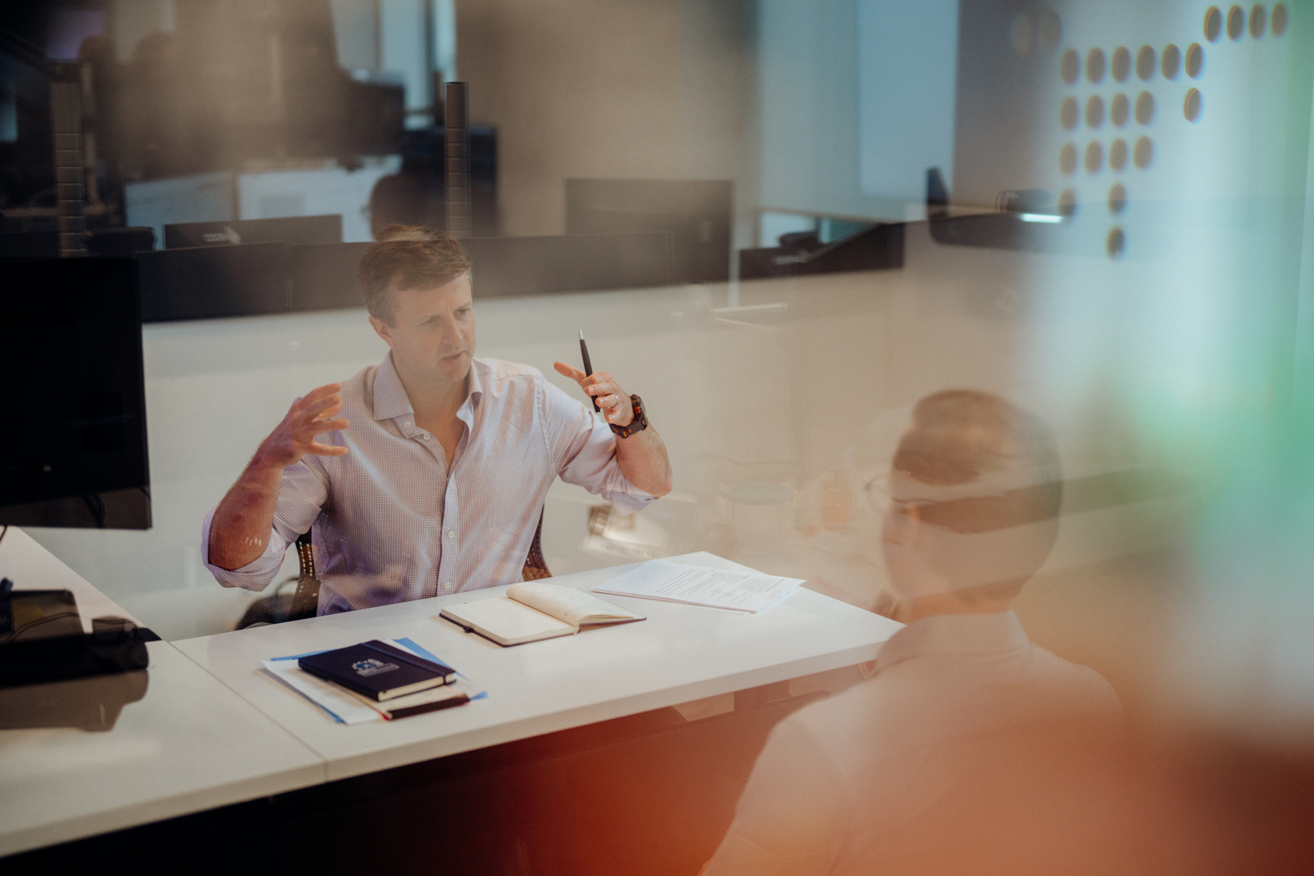 point72 employee conducting interview